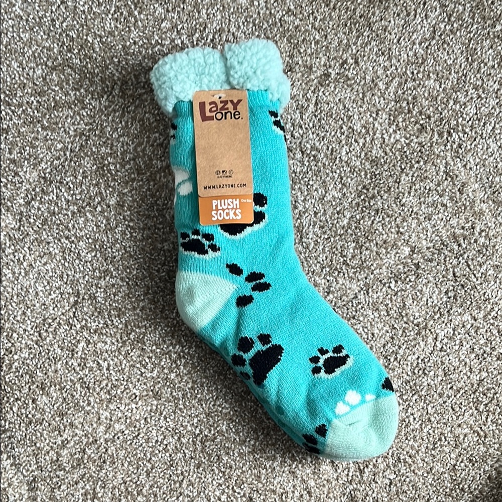 Lazy One Plush Socks with Paw Prints